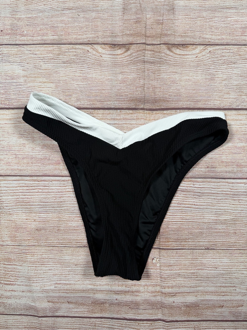 Berlook Black Bikini Bottom with White V-Waist Trim